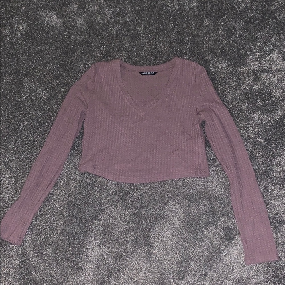 purple cropped sweater